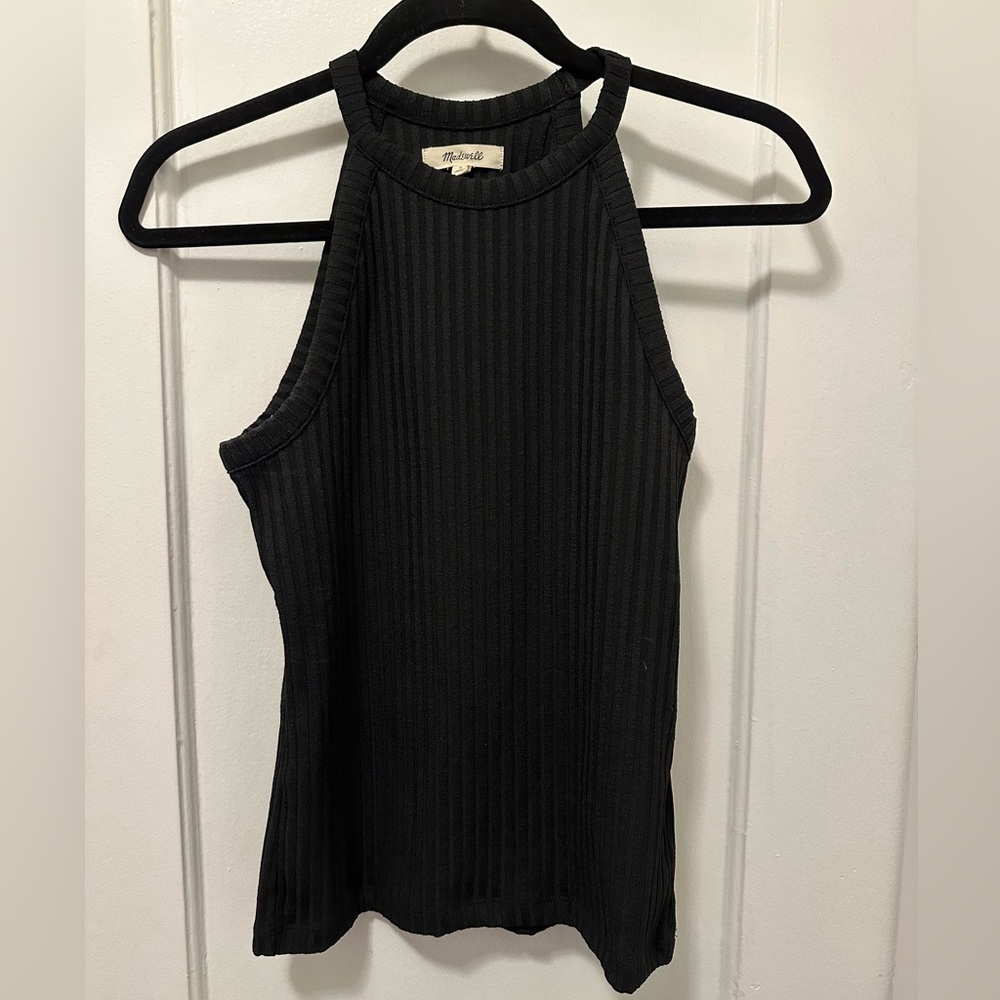 Madewell Black Ribbed Tank Top size small NWT